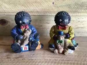 PAIR of DELIGHTFUL CERAMIC MONEY BANKS BOY AND GIRL WITH TEDDY BEARS - Picture 1 of 11