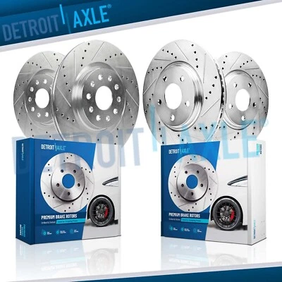 Front Rear Drilled Slotted Brake Rotors Kit for Chevy Camaro Cadillac CTS CT6 - Image 1 of 4