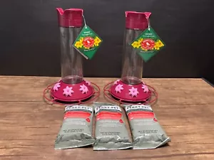 PERKY-PET 2-pk Glass Hummingbird Feeder 30oz wide opening ant moat w/24oz nectar - Picture 1 of 4