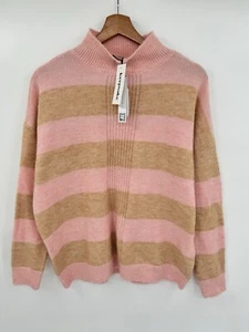 NEW Sanctuary Upstate Sweater Tunic Pink Brown Striped Size Small Poly Blend - Picture 1 of 7