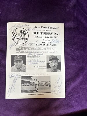 1963 New York Yankees Old Timers  Program 12 Signatures! PSA/DNA AUTHENTICATION - Image 1 of 4