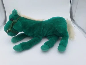 Peluche vintage cavallo pony Commonwealth verde bianco scintillante redini scintillanti - Foto 1 di 20