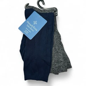 Vera Wang Womens Crew Socks One Size 2 Pairs Navy Blue Black Marled NWT - Picture 1 of 4