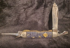 Vintage Bone Texture Handled Camillus Boy Scout Mutliblade Utility Pocket Knife - Picture 1 of 10