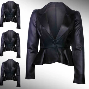 CHAQUETA DE CUERO PARA DAMAS Moto Genuina Negra Bicicleta Abrigo Inteligente Top Vestido Talla 6-24 - Imagen 1 de 7