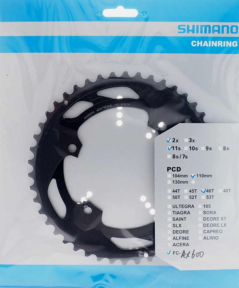 Shimano GRX FC-RX600-11 2x11 Speed CRANKSET 46T Chainring for 46-30T Crankset - Image 1 of 1
