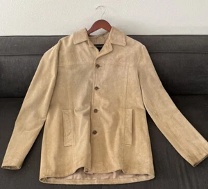 Express Mens Genuine Tan Leather/Suede Coat Size Med. Vintage late 90s - Bild 1 von 6