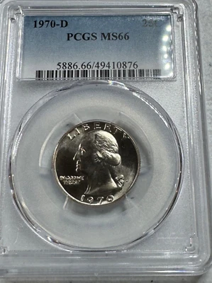1970-D  WASHINGTON US Mint QUARTER,   MS66 by PCGS,   a SUPERB looking Coin!!!! - Image 1 of 4
