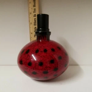 Hand Blown Art Glass Sphere Oil Lamp Red Black - Picture 1 of 3