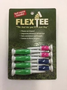 Flex Tees Golf Tees, Green/Pink/Blue. Florescent Pack, 8-tees. NEW - Picture 1 of 1