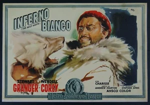 fotobusta pittorica film INFERNO BIANCO Stewart Granger Wendell Corey 1952 - Picture 1 of 1