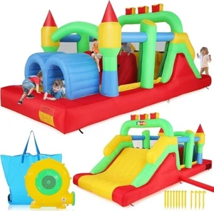 Blow up Inflatable Obstacle Course with Slide Tunnels Jump Castle Bouncer Blower - Picture 1 of 14