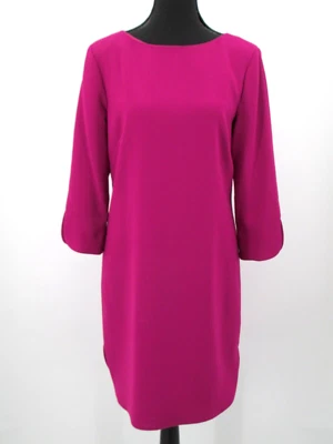 ELIZA J Career Midi Dress Size 8 Fuchsia Boat Neck Shift 3/4 Sleeve - Image 1 of 4