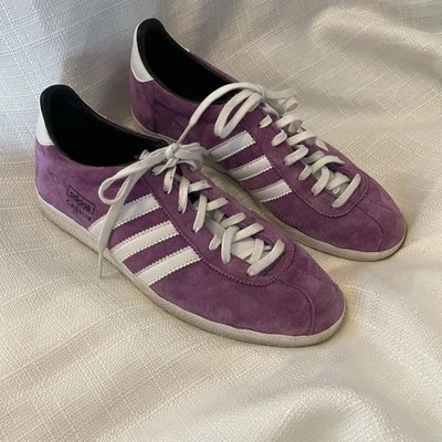 Adidas Gazelle Women's 6.5 Purple Suede White Stripes  - Image 1 of 4