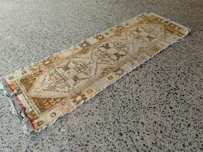 Vintage Hand Knotted Oushak runner ,Turkish Runner rug wool runner boho runner - Image 1 of 4