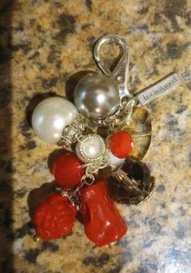 WHOLESALE CLEARANCE Faux Coral, Pearl & Crystal Purse Dangle Clip Keychain 30pc - Picture 1 of 10