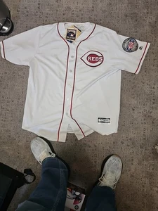 Ken Griffey Jr. Cincinnati Reds Home White Jersey w/ 2016 HOF Patch By Majestic - Picture 1 of 5