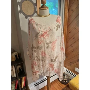 Elena Baldi Floral Silk Oversized Kaftan Blouse - Picture 1 of 10