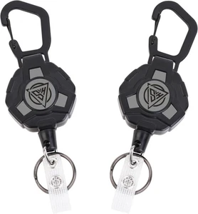 2 Pack Heavy Duty Retractable Keychain ID Badge Holder with Carabiner Clip - Picture 1 of 5
