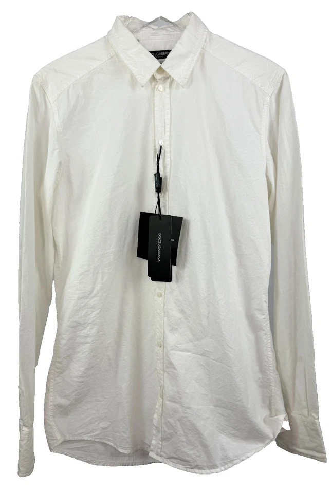Camisa de vestir Top Dolce & Gabbana nueva con etiquetas auténtica para hombre talla 40 15 3/4 blanca con cuello de algodón Foto 1 de 4