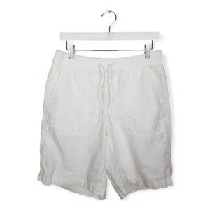 LANDS' END hoch geschnittene weiße 100 % Leinen Bermuda Shorts-Größe 10 - Bild 1 von 6
