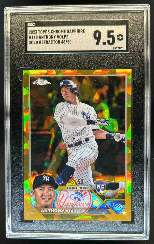 2023 Topps Chrome Sapphire Anthony Volpe RC Gold Rookie #48/50 Yankees SGC 9.5 - Image 1 of 2