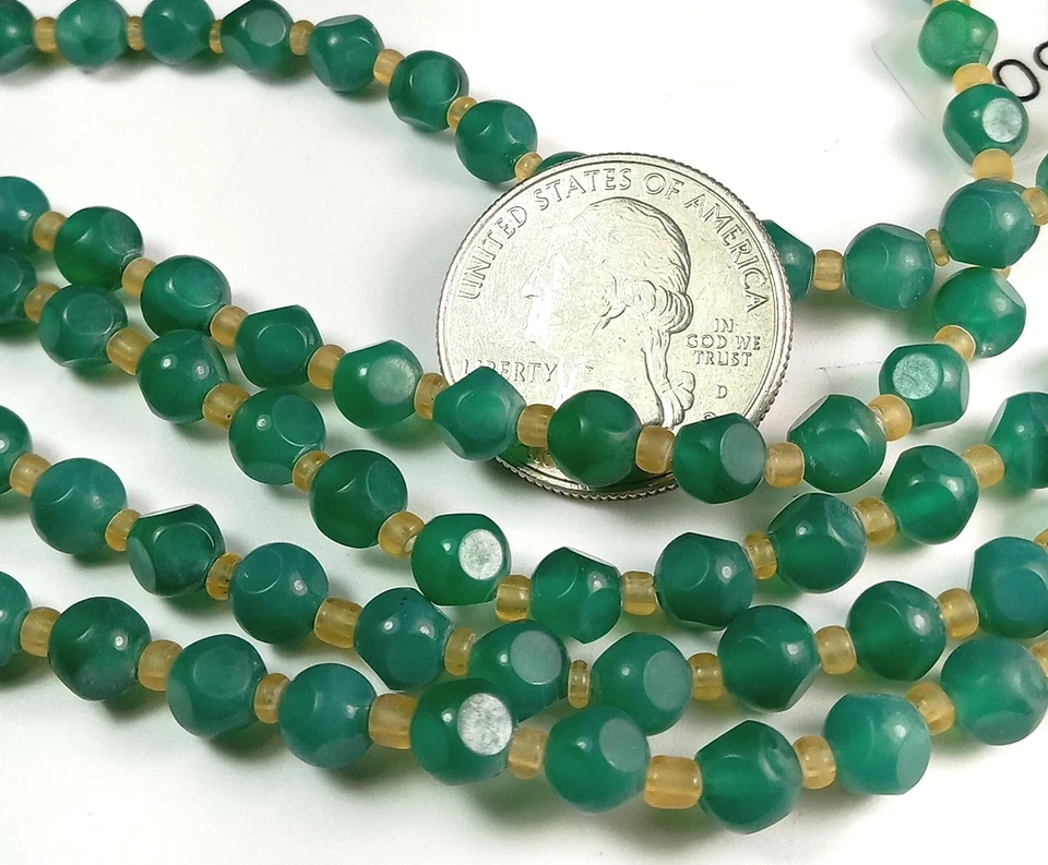 6mm Green Agate Matte Magic Square Gemstone Beads 8-Inch Strand - Image 1 of 1
