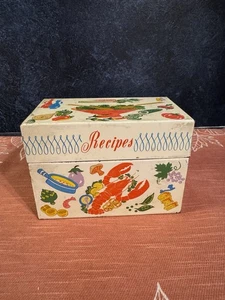 Vintage Metall Rezeptbox gefüllt mit handgeschriebenen & abgeschnittenen Rezepten 50er-2000er - Bild 1 von 6
