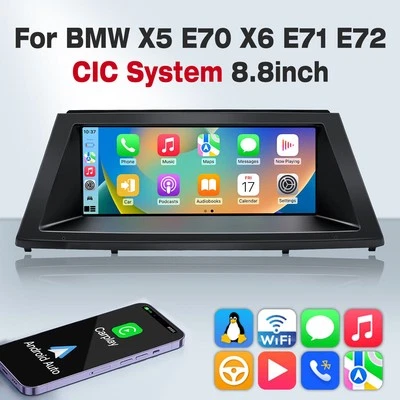 8.8" CarPlay Stereo Navi Touch Screen Display for BMW X5 E70 X6 E71 CIC 2010-13 - Image 1 of 4