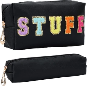 Fixwal Preppy Stuff Bag Set of 2, Travel Makeup Bag Cosmetic Bag, Makeup Brush B - Picture 1 of 12