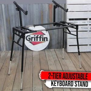 Keyboard Stand DJ Workstation Table Top Piano Holder 2-Tier Double Studio Mount - Picture 1 of 15