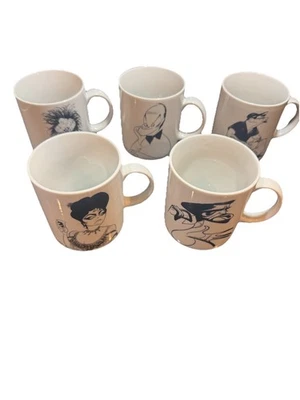 Albert Hirschfeld coffee Mugs(5) Hope,Taylor,Channing,Sammy,Matthau VG Shape!83’ - Image 1 of 4