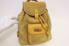 Authentic GUCCI Bamboo Suede Leather Backpack Bag #18206