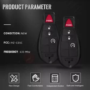 2 Remote Car Key Fob for RAM 1500 2500 3500 Dodge Journey 2008 2009-2012 Buttons - Picture 1 of 10