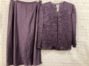 R&M RICHARDS Women 3 Pc Plus SZ 20W Metallic Purple Dressy Jacket Top Skirt Set - Picture 1 of 15