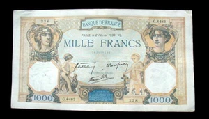 1939 Fevrier FRANCE EXTRA Large Banknote 1000 francs XF HIGH QUALITY - Picture 1 of 2
