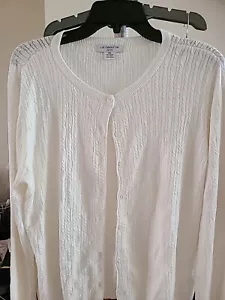 white knitted cardigan buttoned long sleeves for women - Picture 1 of 5