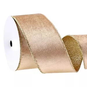10 Yards Velvet Wired Ribbon 2.5 Inch Metallic Crushed Velvet Christmas Ribbo... - Picture 1 of 6