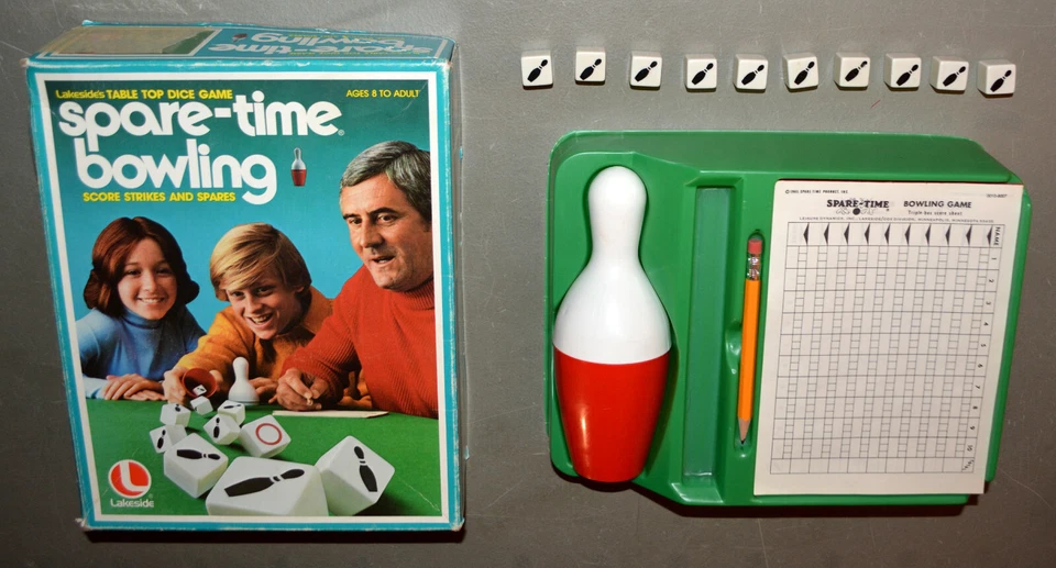 SPARE-TIME BOWLING dice game - Lakeside 1977 - COMPLETE - Image 1 of 2