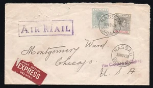 Bahamas 1938 KGVI Scott 103 110 oficina de correos entrega urgente correo aéreo a Chicago - Imagen 1 de 2