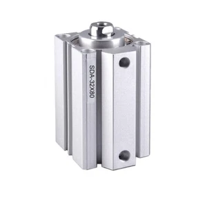 Thin Pneumatic Air Cylinder 32mm Bore 80mm Stroke Double Acting SDA32x80 40kgf - Picture 1 of 6