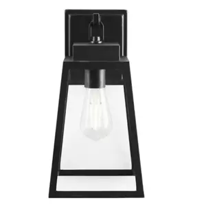 Hampton Bay Corbin Medium 13 in. Modern 1-Light Black Tapered Hardwired Outdoor - Picture 1 of 3