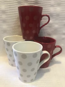 Crate & Barrel-weiß/silber gepunktet-rot/kupfer Polka Dots-groß Becher Set (4 Stück) - Bild 1 von 15
