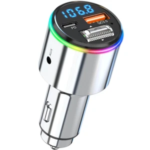 Car Bluetooth FM Transmitter Handsfree MP3 Player PD AUX FM Modulator RGB Light - Bild 1 von 20