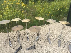 Free P&P. One Set of Generic  Hi Hats & Hat Stand for Drum Kit. Clutch Too. - Picture 1 of 6