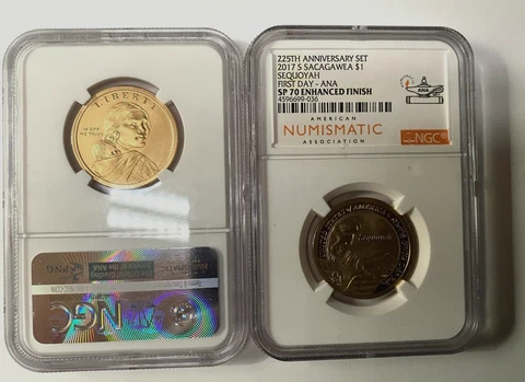 2017 S SACAGAWEA SEQUOYAH FD ANA NGC SP-70 EF ANA 225TH ANNYVERSARY Cover
