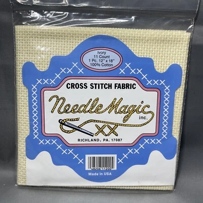 Cross Stitch Fabric Ivory 11 Count 1 pc 12"x18" 100% Cotton NIP NOS NeedleMagic - Image 1 of 4