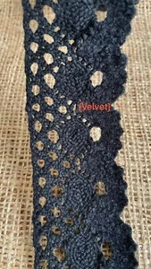 Punta de ganchillo 10m/3m con terciopelo algodón negro caballo 4,5cm encaje ribete costura - Imagen 1 de 4