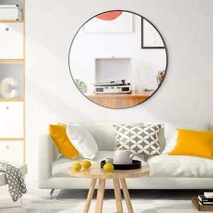 Black Circle Wall Mirror 36" Metal Frame Round Wall Mirror for Bathroom Vanity - Picture 1 of 22