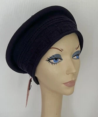 Новый с Ярлыками Parkhurst хлопок трикотажа Pointelle Topper берет шляпа • темно-синий • стиль 30014 - Изображение 1 из 3